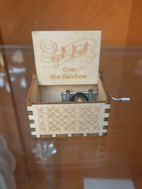 Wooden Hand-Crank Music Box - "Over the Rainbow"